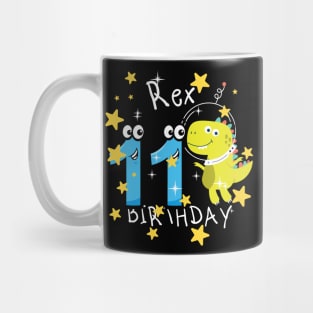 Youth 11 Year Old Shirt 11th Birthday Boy T Rex Dinosaur Astronaut Mug